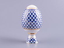Яйцо пасхальное на подставке 132 мм рисунок Кобальтовая сетка арт.  80.07117.00.1
