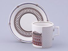 Чашка с блюдцем чайная, форма Гербовая, рисунок Серебряный город 5, арт. 81.32588.00.1
